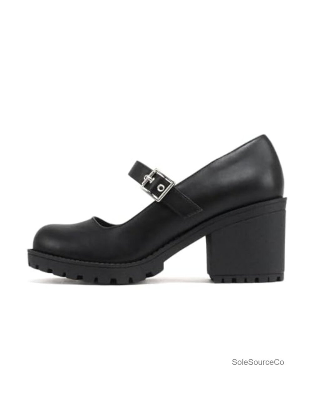 Women's Mary Jane Pump Mid Chunky Block Heel Lug Sole Adjustable Strap